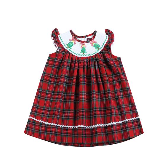 Lil Cactus Red & Green Plaid Christmas Tree Smocked Bishop Dress Copper Lane Gifts & Interiors Lil Cactus Red & Green Plaid Christmas Tree Smocked Bishop Dress Copper Lane Gifts & Interiors
